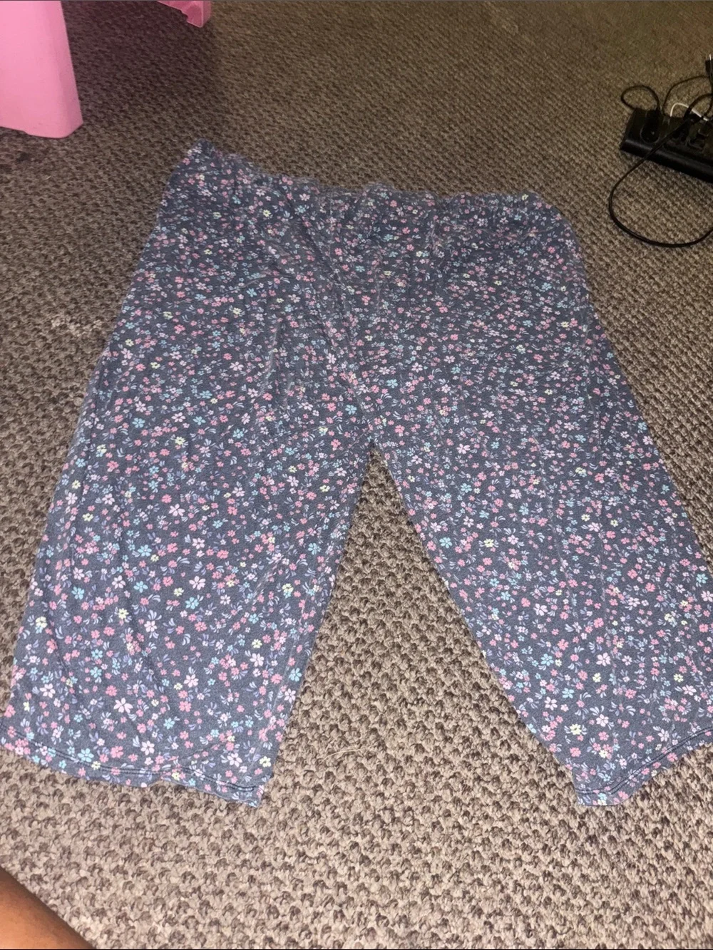 Secret Treasures Navy Floral Pajama Bottoms with Pink and Light Blue Flowers